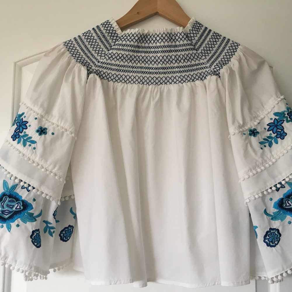 Parker NY Embroidered Crop Kimono Top